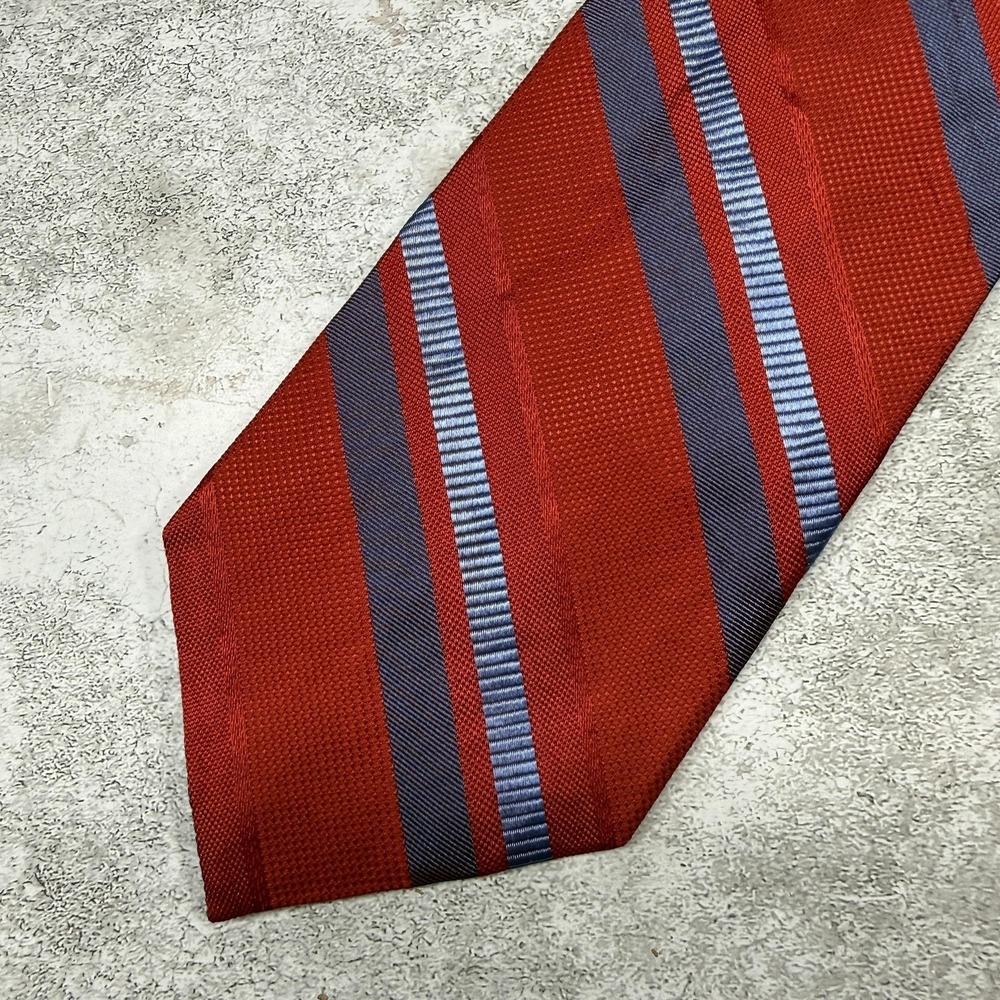 Joseph & Lyman Silk Tie Mens One Size Red Striped Pointed Made In USA Necktie